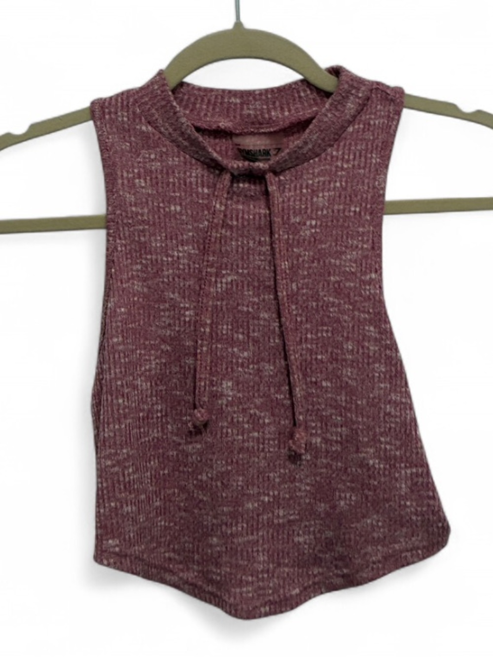 Gymshark Lounge Heathered Pink Tie Neck Ribbed Cropped Tank Top